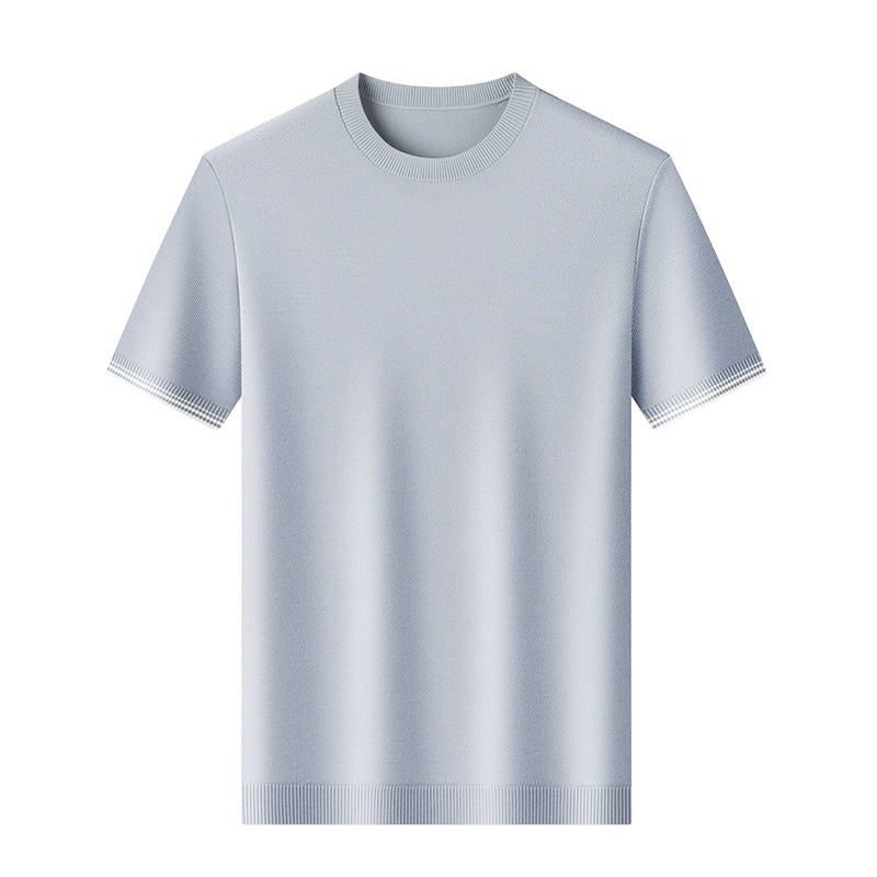 T-shirt en maille de lyocell respirant à manches courtes pour homme, coupe ajustée, en soie et lin de haute qualité, collection été 2026, tendance