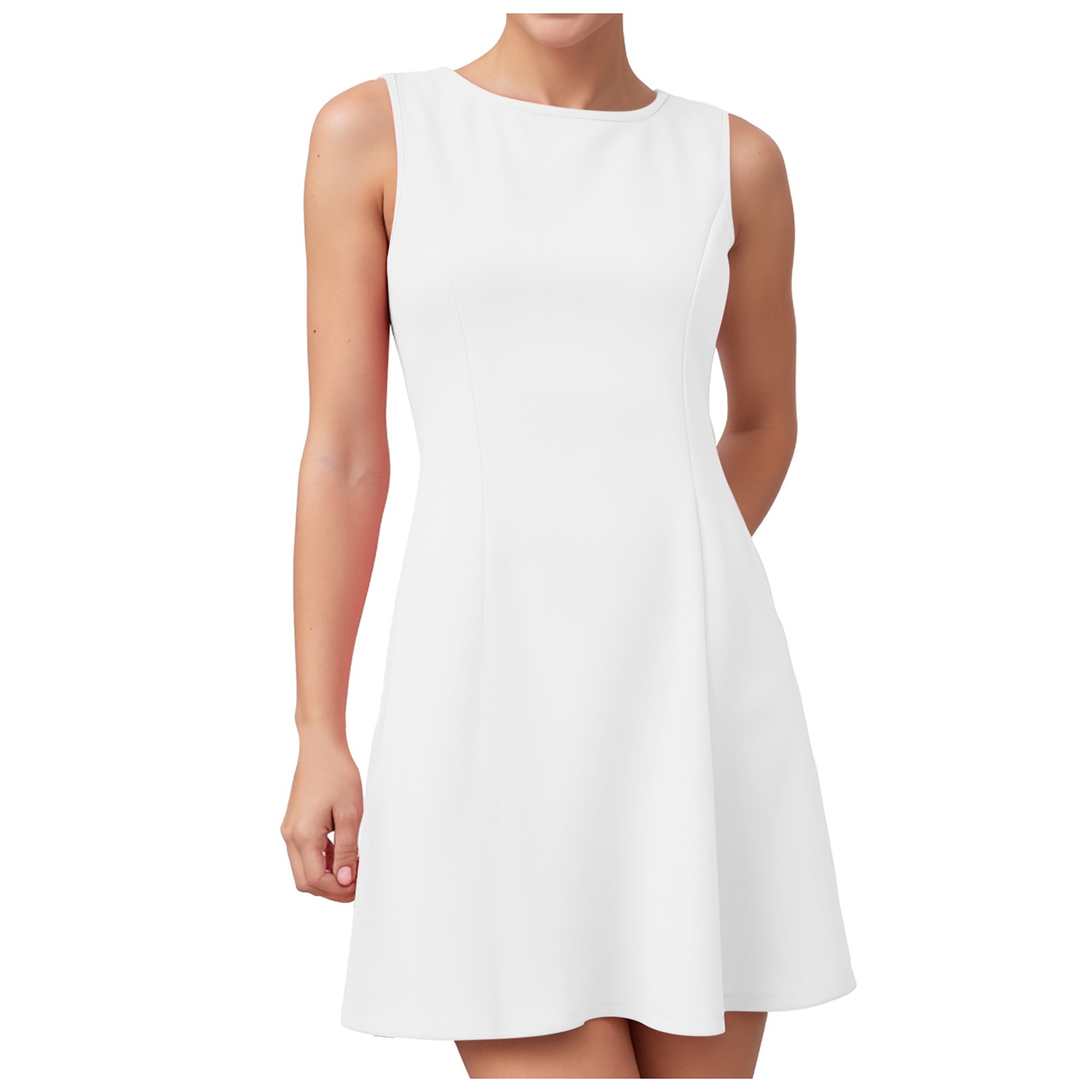 Robes pour femmes col rond sans manches une ligne robe mi-longue grande taille ample taille haute robe Club fête robe courte robes Cortos