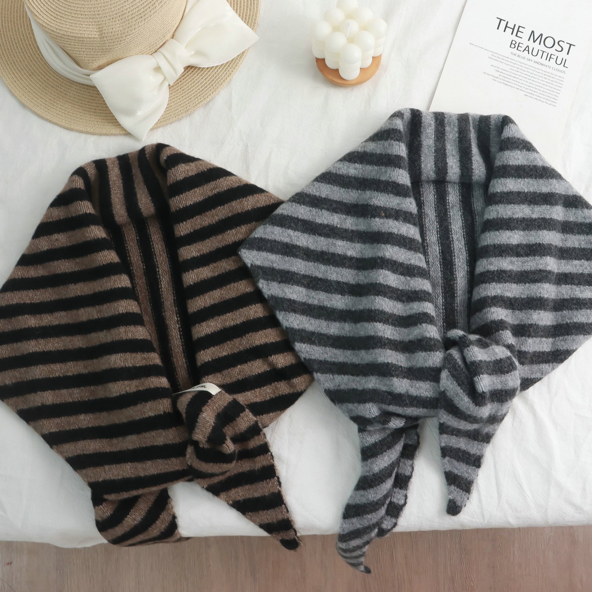 Châle Triangle tricoté en laine mélangée de Style coréen pour femme, écharpe de Protection du cou chaude et résistante au froid, assortie avec tout, nouvelle collection hiver