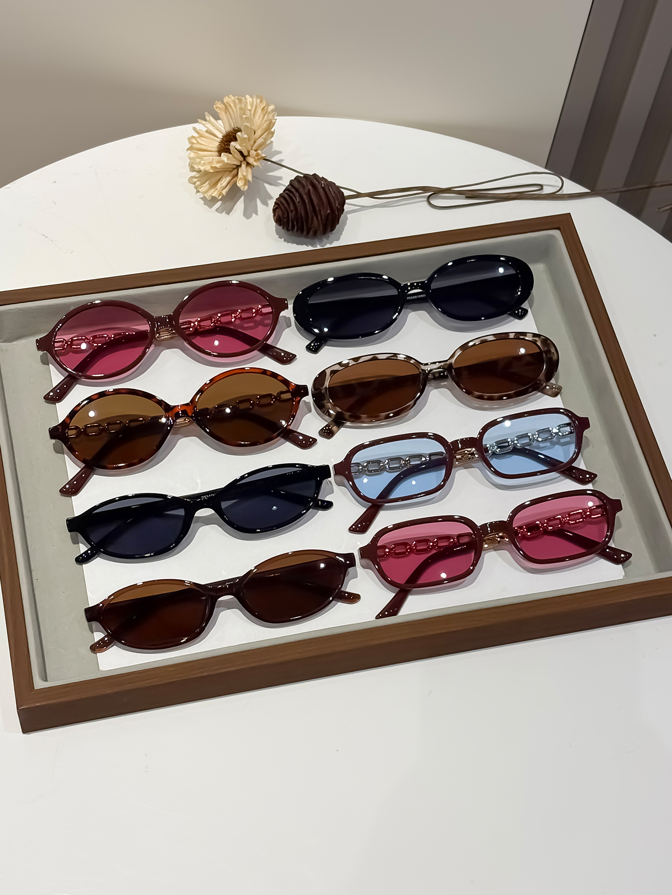 Lunettes de soleil géométriques, 8 pièces, design de monture multicolore, pour les voyages en plein air et la conduite