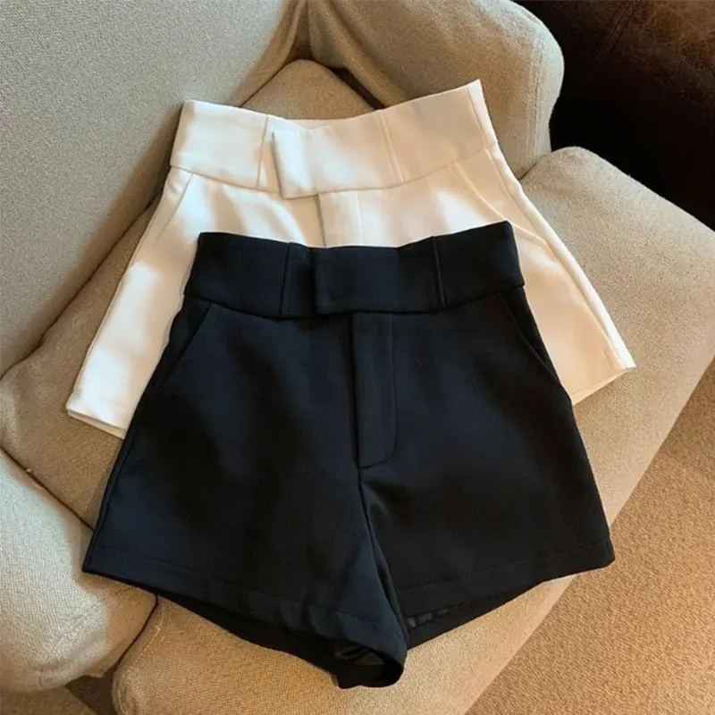 Short noir taille haute pour femme, coupe slim, style Harajuku, décontracté, sexy