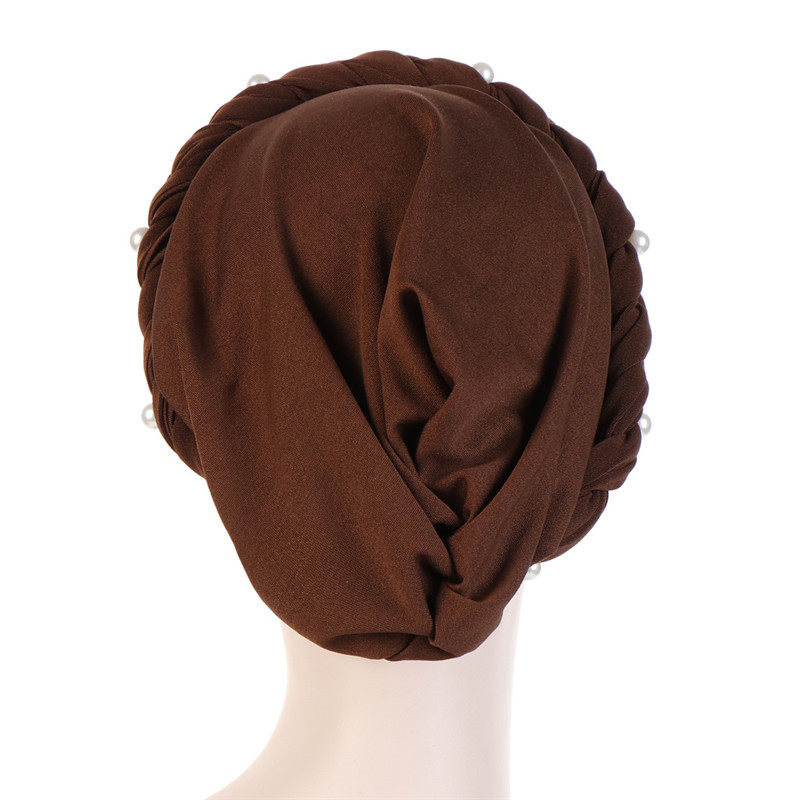 Foulard de tête pour femmes musulmanes, Turban en coton solide, Bonnet Hijab, perle blanche, intérieur, Turban enveloppant arabe