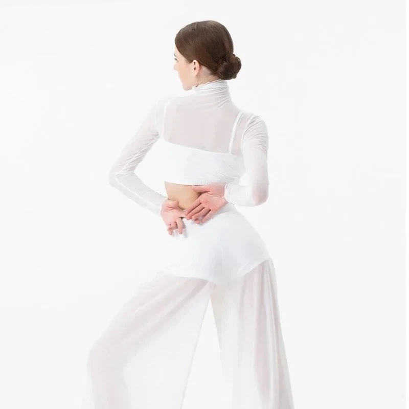 Ensemble de spectacle de danse pour femmes, haut d'entraînement de danse lyrique moderne et classique élégant, ensemble de pantalons, Costume de spectacle de ballet