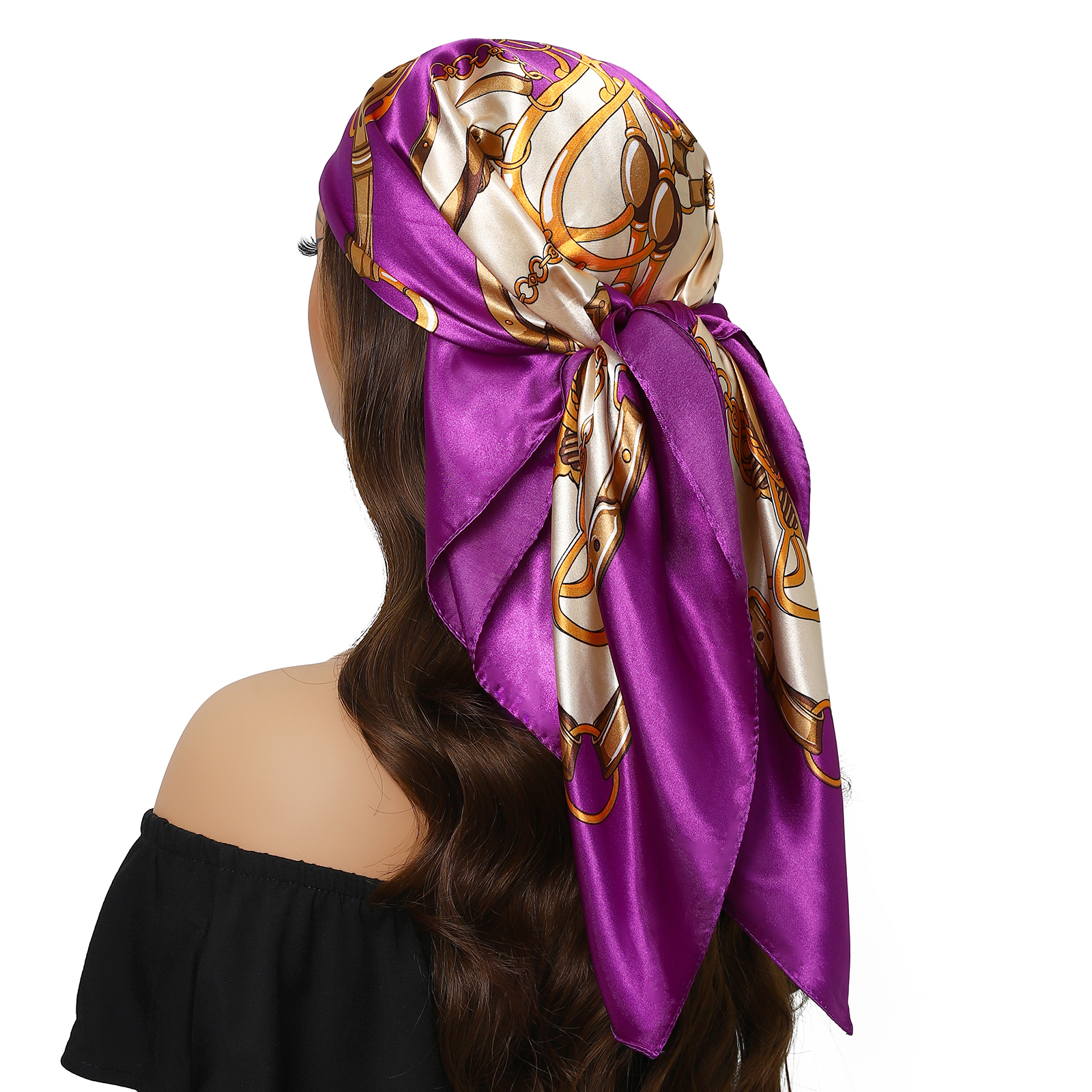 Nouveau 90*90 cm Vintage fleurs carré Foulard femmes soie châle Foulard femme impression bandeau bandeau Foulard Hijab bandes de cheveux