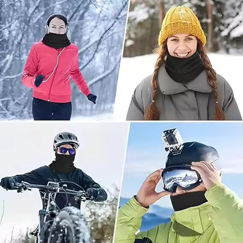 Écharpe de cou tricotée chaude d'hiver pour femmes et hommes, masque complet en peluche, écharpe en cachemire unie pour l'extérieur, écharpe épaisse, bufanda, muffler.