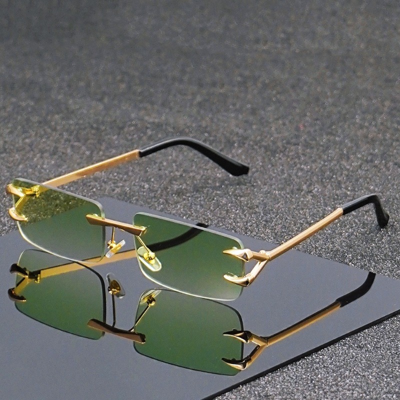 Lunettes carrées décontractées sans cadre en métal pour hommes et femmes, accessoires décoratifs légers pour les activités décontractées