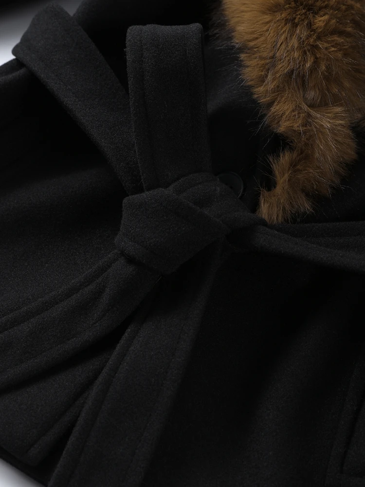 Châle fausse fourrure laine manteau femmes élégant à lacets manches longues ceinturé taille manteaux femme automne hiver mode chaud dame outwear