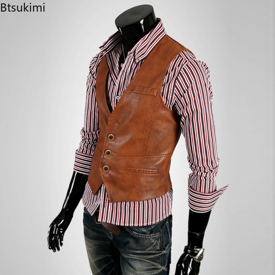 Gilet en Cuir PU pour Homme, Style Coréen, Taille Plus, 7XL, à la Mode