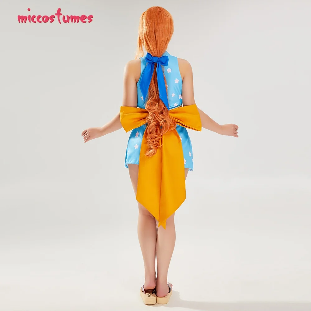 Costume de cosplay d'anime pour femmes, robe kimono bleue, ensemble pour costumes de cosplay d'Halloween