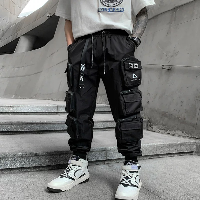 Pantalon Techwear de bonne qualité pour homme, tactique, multi-poches, fonctionnel, Cargo, taille élastique, Vintage, Punk