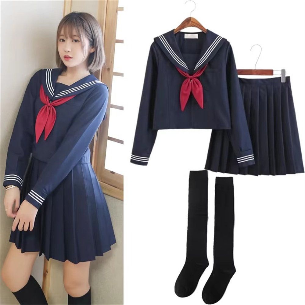 Grande Taille S-5XL TANJapanese JK Uniformes Robes D'école Pour Les Bol Bleu Marine Marin Trempé Veste Uniformes Du Milieu Costumes