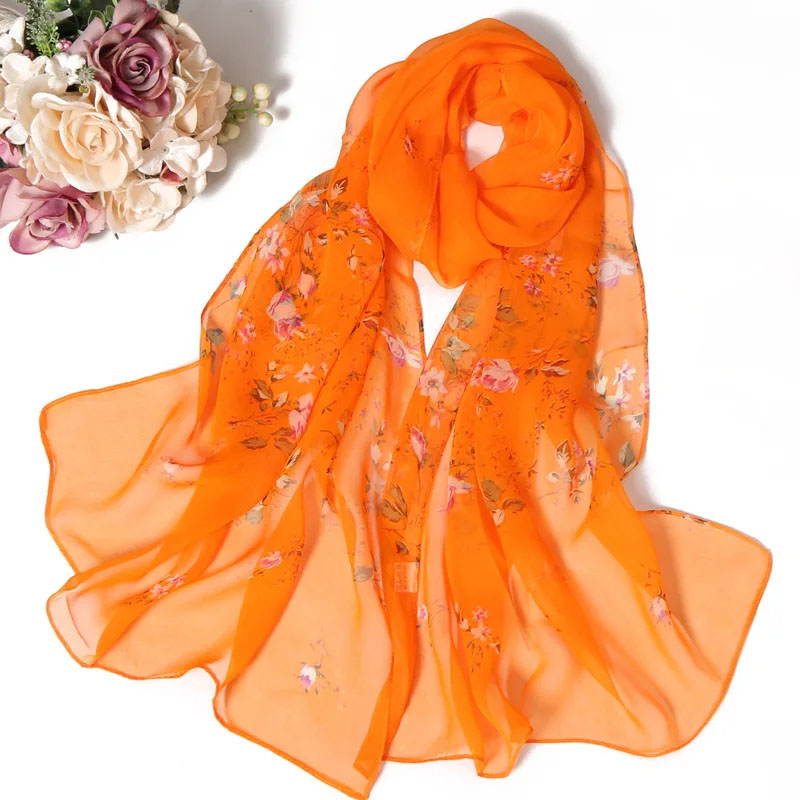 Foulard en mousseline de soie imprimé à petites fleurs pour femmes, serviette de plage multifonctionnelle, châle fin et respirant