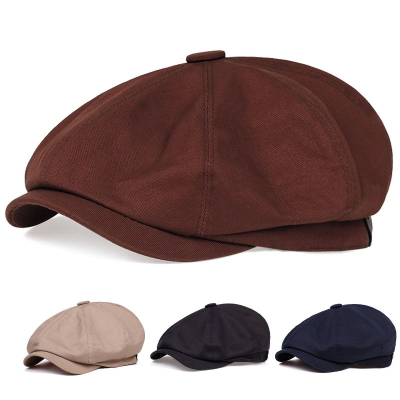 Casquette Gavroche Homme en Coton Sergé, Chapeau 8 Panneaux, Casquette Baker, Casquette Rétro Gatsby, Casquette Décontractée de Marque, Béret pour Homme, Gorras Hombre