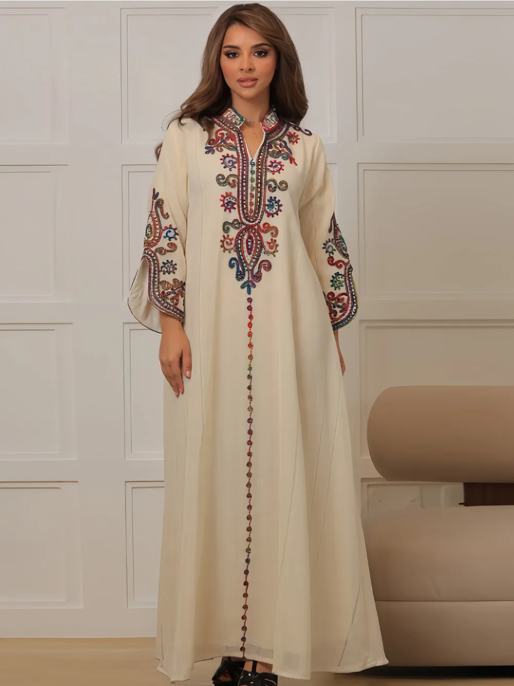 Abaya musulman pour femmes robes de soirée broderie longue Robe Eid Ramadan dubaï Abayas caftan arabe Jalabiya modeste robes maroc