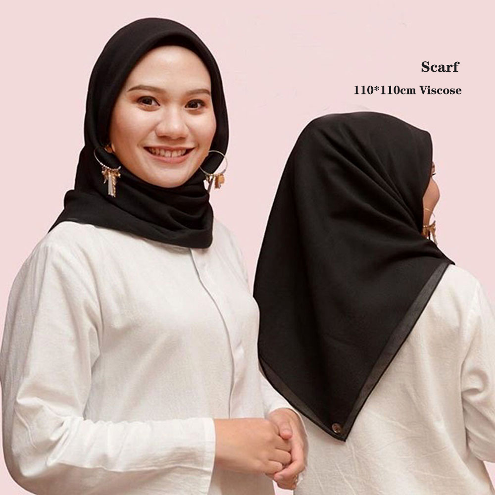 Foulard Carré en Viscose de Coton pour Femme Musulmane, Hijab, Châle Solide, Bandeau de Sauna, Enveloppes Simples pour Cheveux, Turban Islamique, 110cm