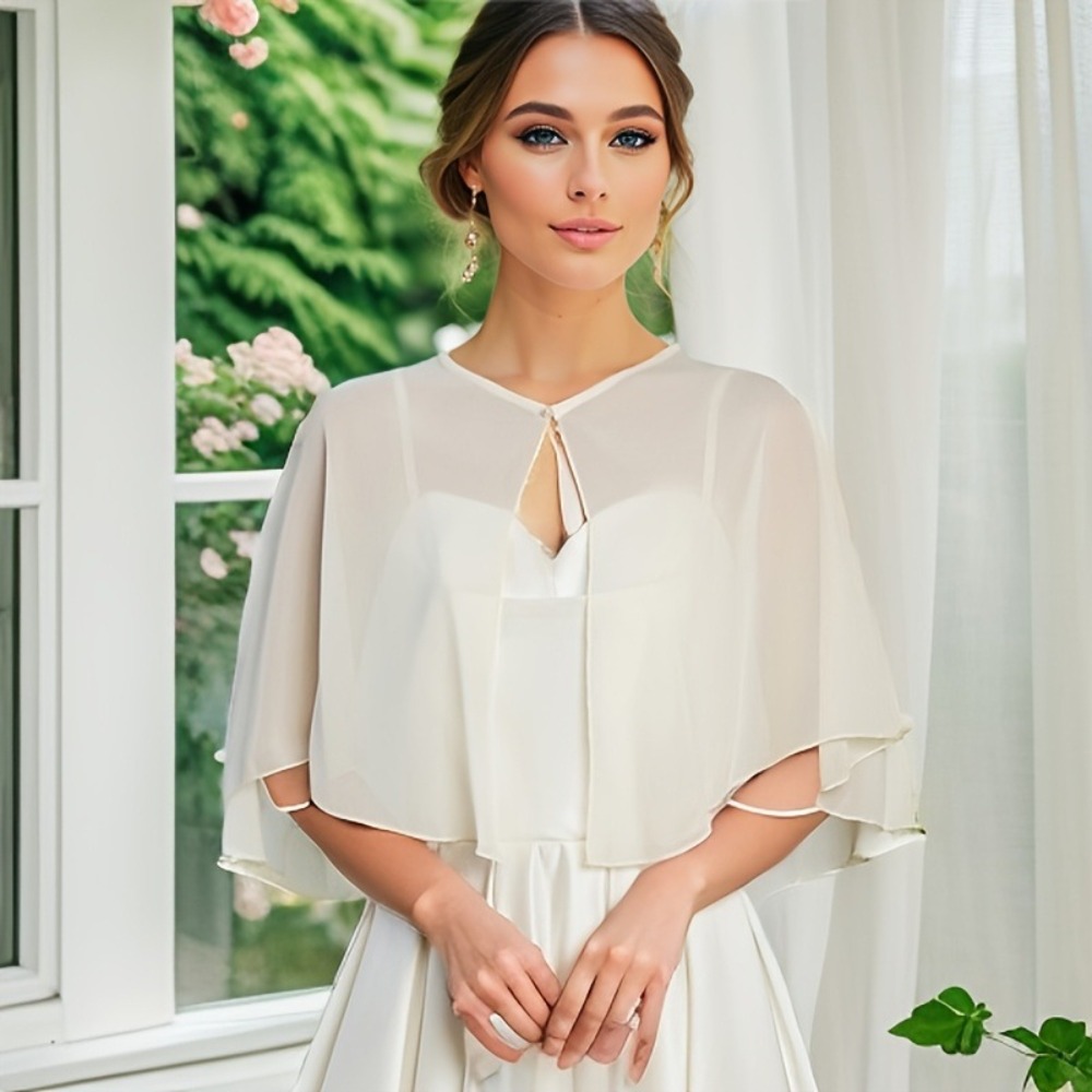 Capelet en mousseline transparente tendance, design léger, style élégant, pour robes de soirée, cape de mariage, cérémonie de mariage