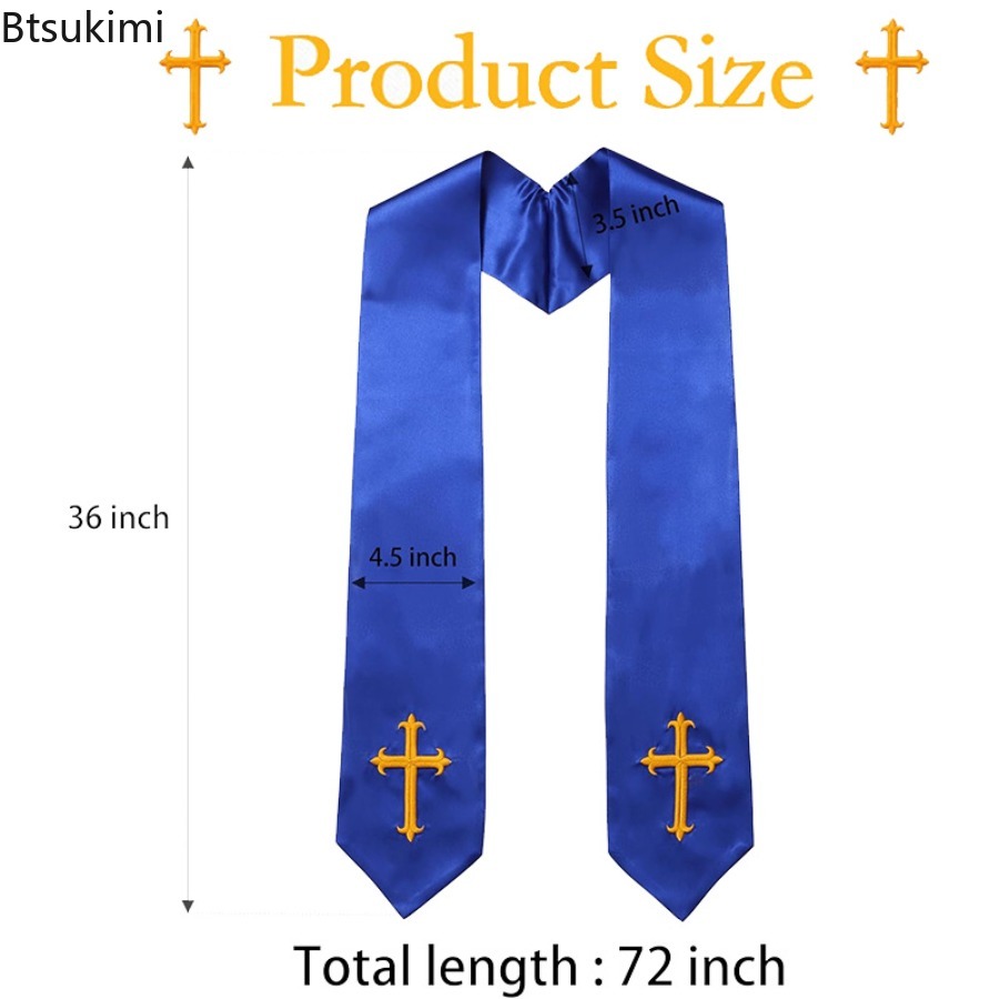 Étole de clergé double face pour adulte, haut de gamme, brodée d'une croix, pour mariage, église, chorale, ou occasions sacramentelles