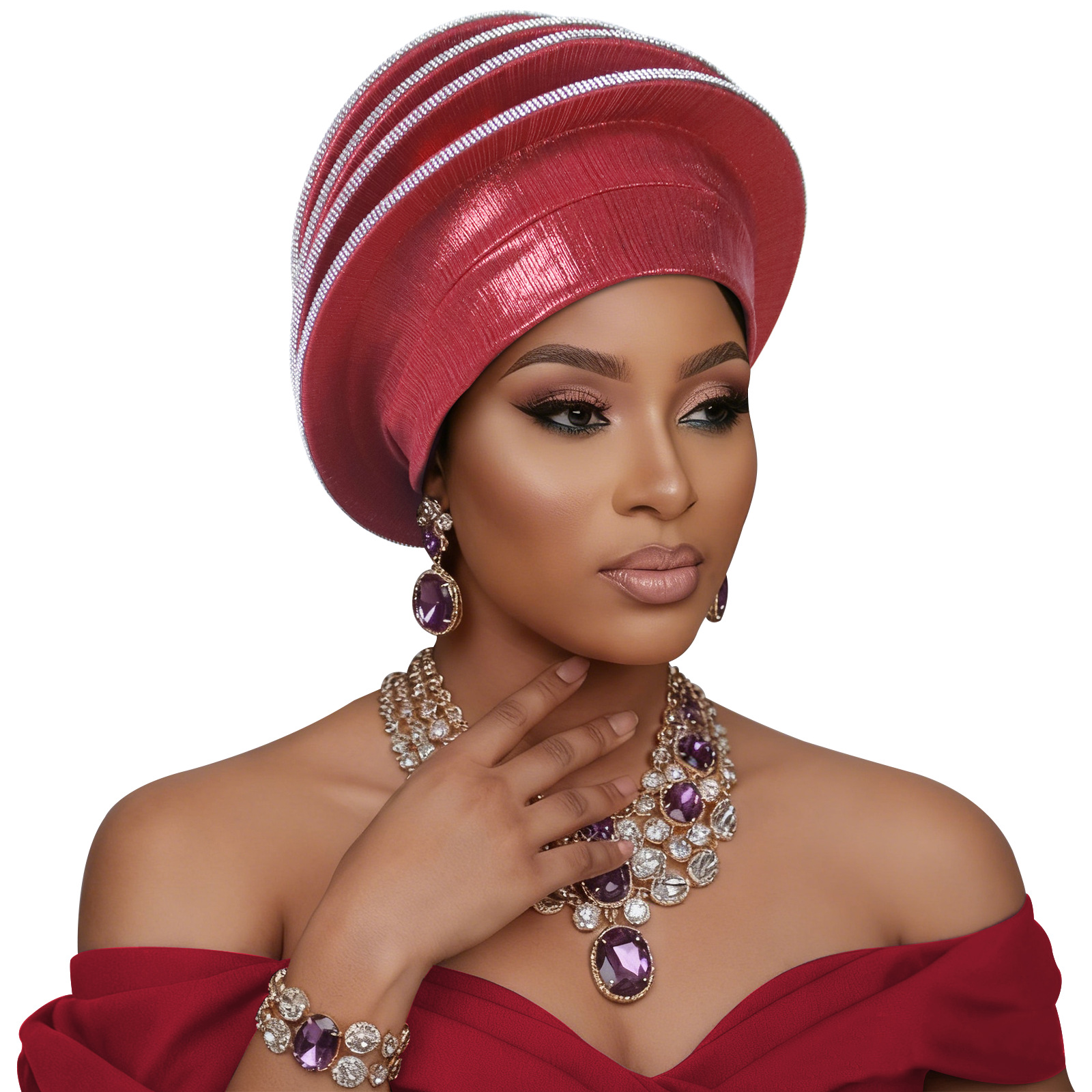 Nouveauté : Bonnets Turban Beret en Diamants pour Femmes, Auto-Gele Africain, Bonnets Féminins Multi-couches, Coiffes Nigérianes, Bonnets Indiens