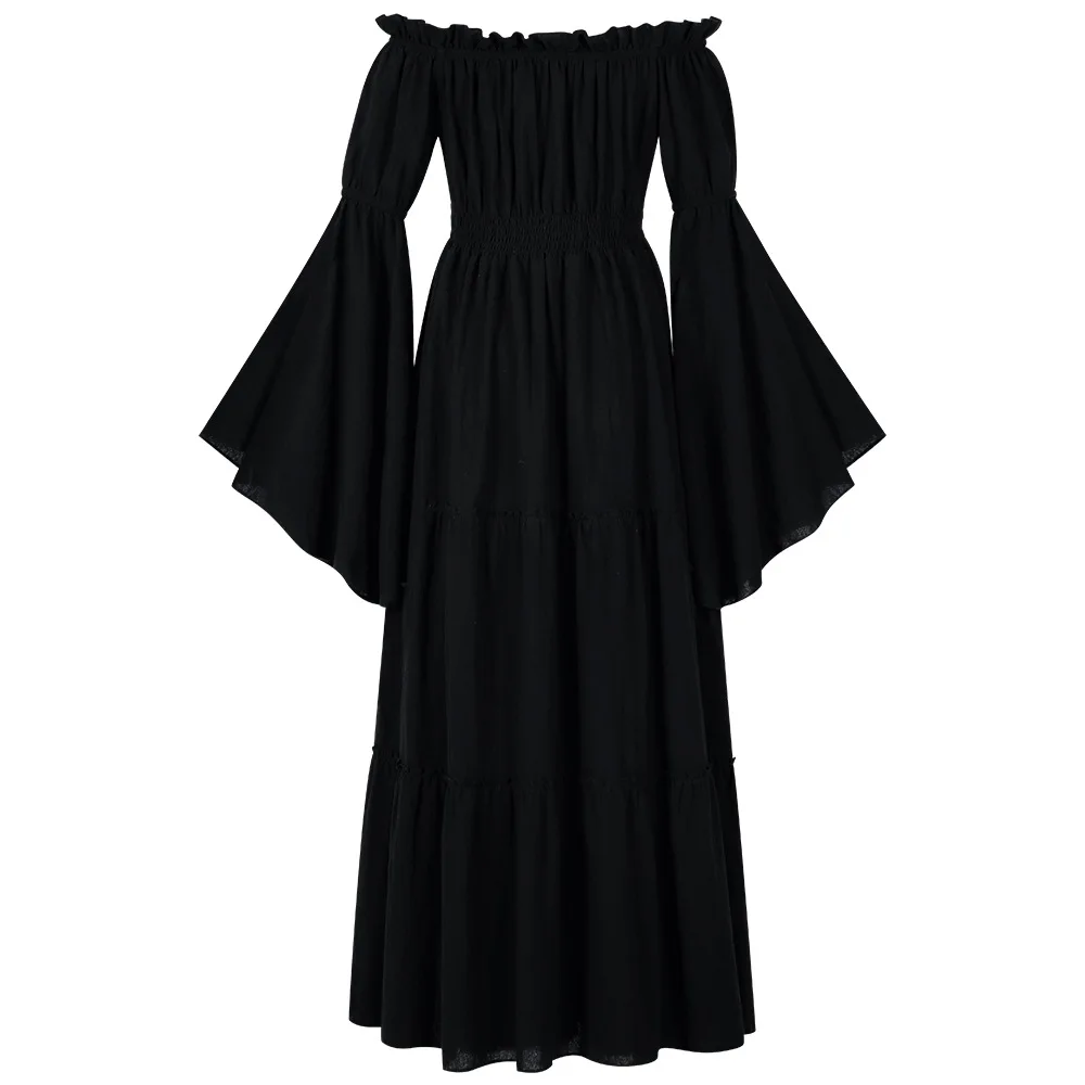 Robe irlandaise Renaissance pour femmes, épaules dénudées, robe paysanne médiévale, Costume de Pirate, robe rétro, taille smockée, robe Maxi longue