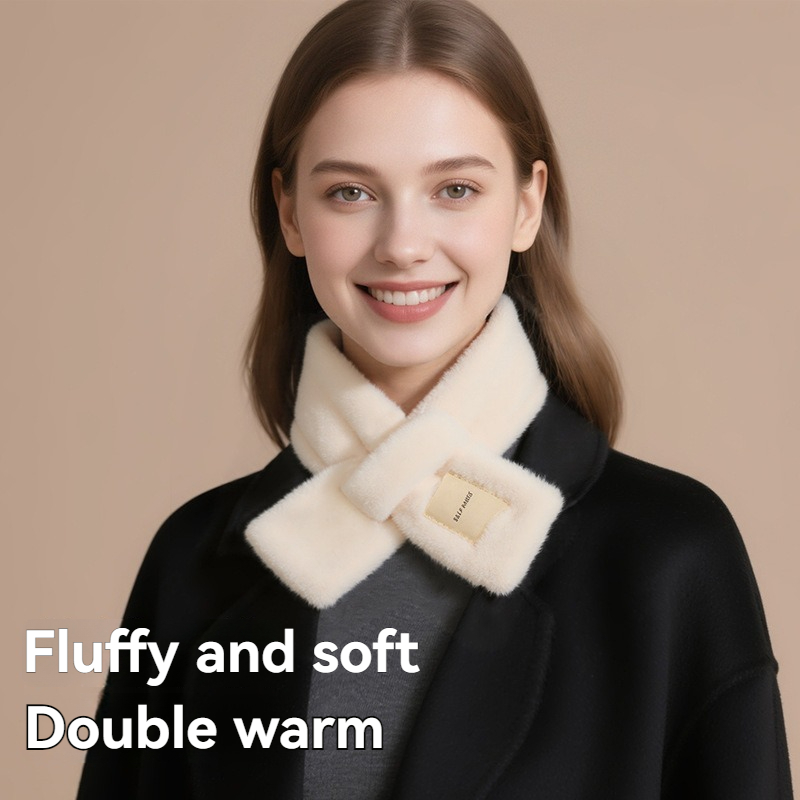 Écharpe d'hiver en fausse fourrure de lapin pour femme, peluche douce, couleur unie, chauffe-cou pour adultes et enfants