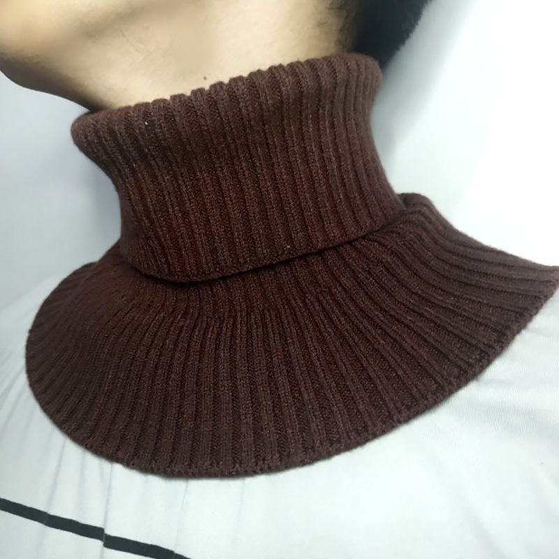 Écharpe tricotée pour hommes, faux col détachable, chauffe-cou, coupe-vent, en coton, à volants, couverture de col enveloppant, 27x18cm, hiver