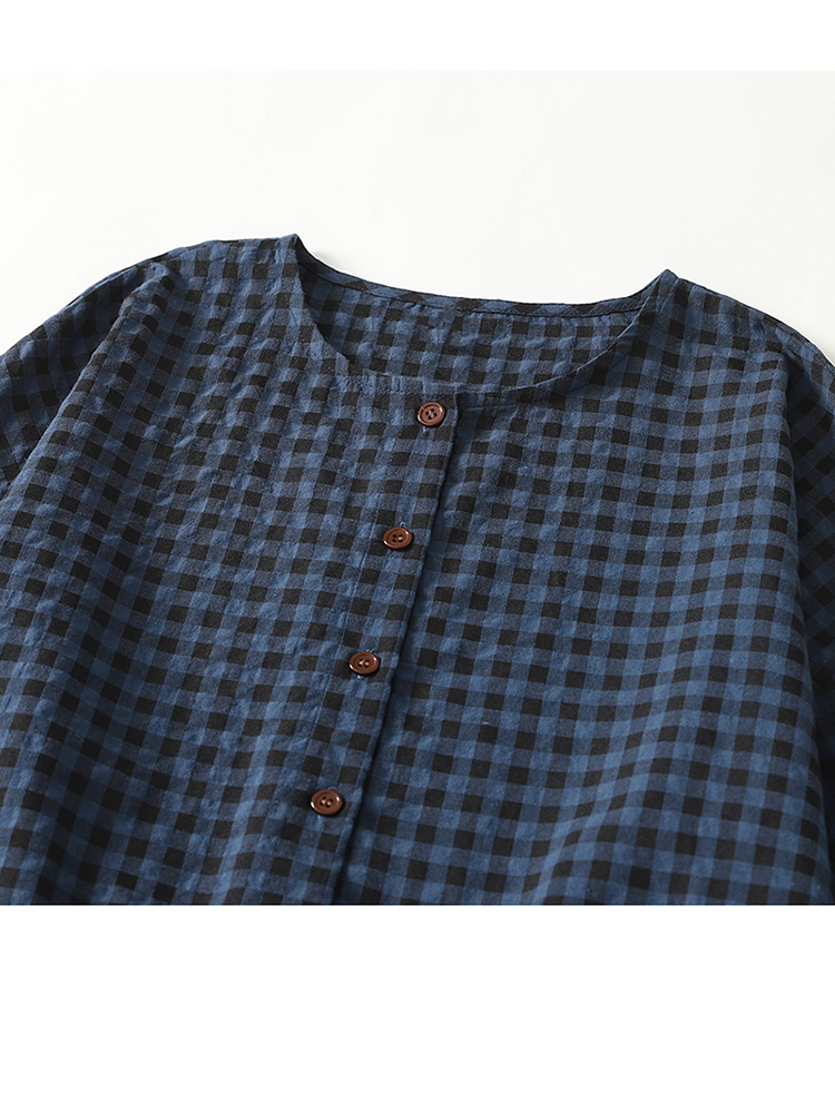 Robes en coton à carreaux vintage pour femmes, manches longues, amples, décontractées, pour le bureau, vêtements élégants, printemps automne 2026