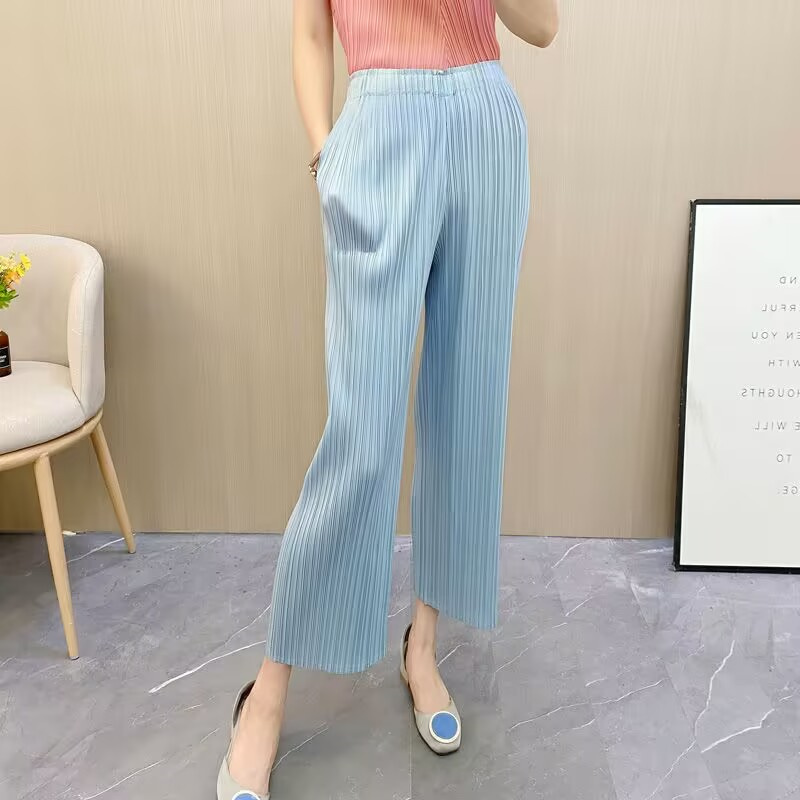 Pantalons pour femmes Miyake pantalons plissés femmes 2025 nouveau pantalon droit ample taille haute pantalon drapé pantalon à jambes larges femmes pantalons