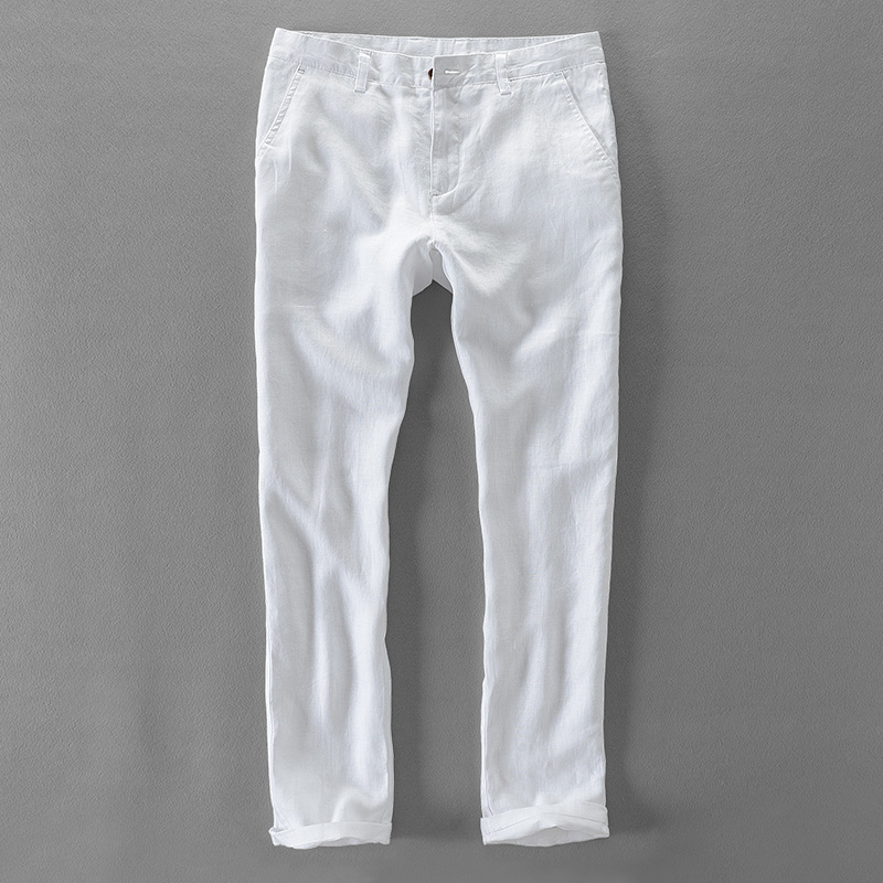 100% qualité pur lin pantalons décontractés hommes marque pantalons longs hommes affaires mode Pantalon pour hommes pantalons Pantaloni Un Pantalon