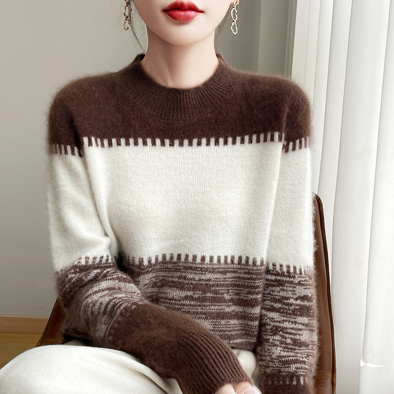 Mode automne femmes vêtements Style doux tricots chaud à manches longues hauts hiver pulls pull pour femme bas porter