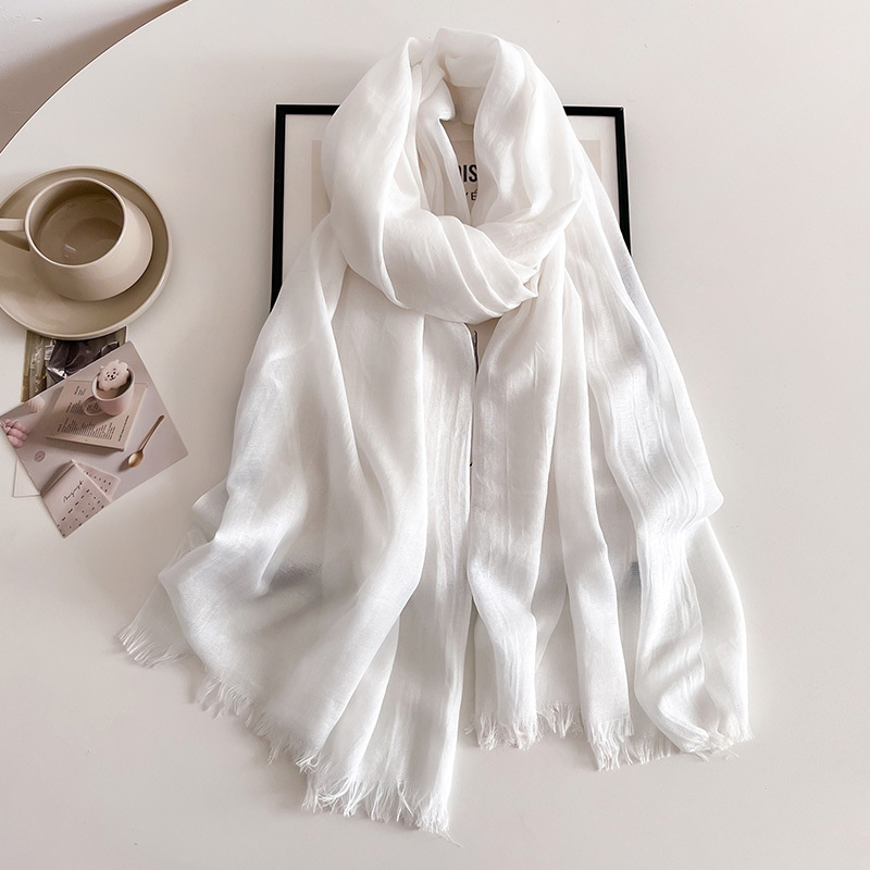 100*190 cm grande taille couleur unie femmes écharpe coton lin sentiment voyage crème solaire châle gland foulard musulman Hijab enveloppes