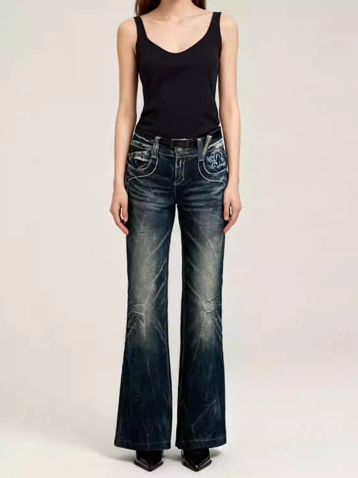 Jeans taille basse pour femmes, broderie punk, pantalon en denim de créateur, style japonais Abi Y2k Gyaru, jeans rétro américain, jean de haute qualité