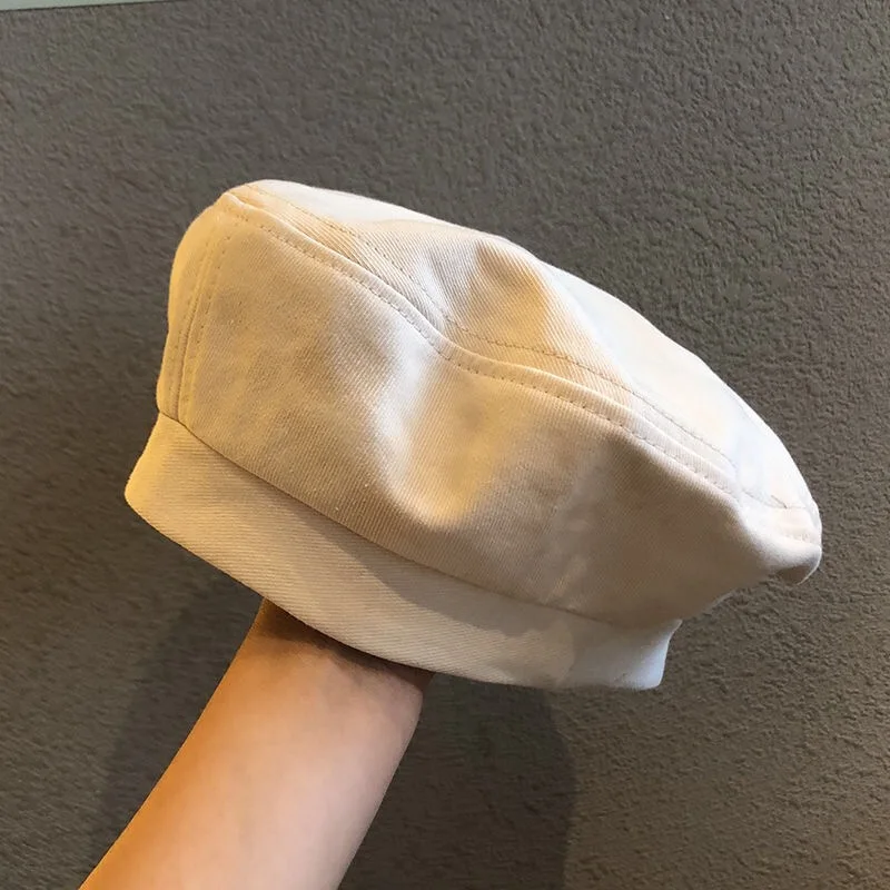 Casquette à visière octogonale en coton pour femme, bérets français vintage, chapeaux de peintre, béret militaire de rue, casquettes pour fille, automne et hiver