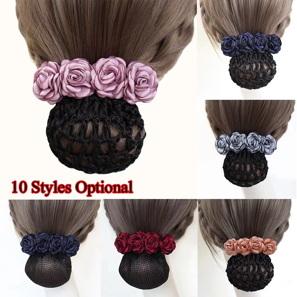 Filet de couverture de chignon français pour femmes, barcordon de nœud, pince à cheveux, nœud, ruban de fleur, accessoires pour cheveux pour banques, hôtels, personnel