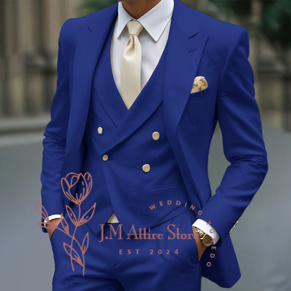 Costume 3 pièces en Jacquard blanc pour hommes, veste, gilet, pantalon, formel, élégant, ensemble sur mesure pour mariage, Cocktail, dîner, smoking