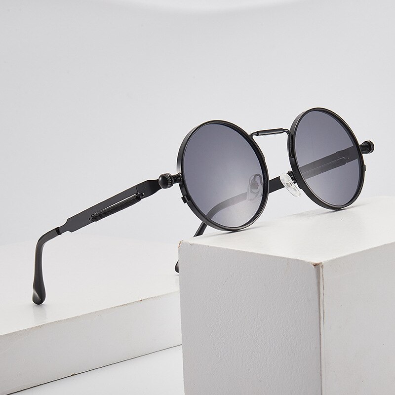 Rétro Hommes Punk Style lunettes de Soleil Coloré Rond En Métal Cadre Femmes Mode lunettes de Soleil Uv400 2023