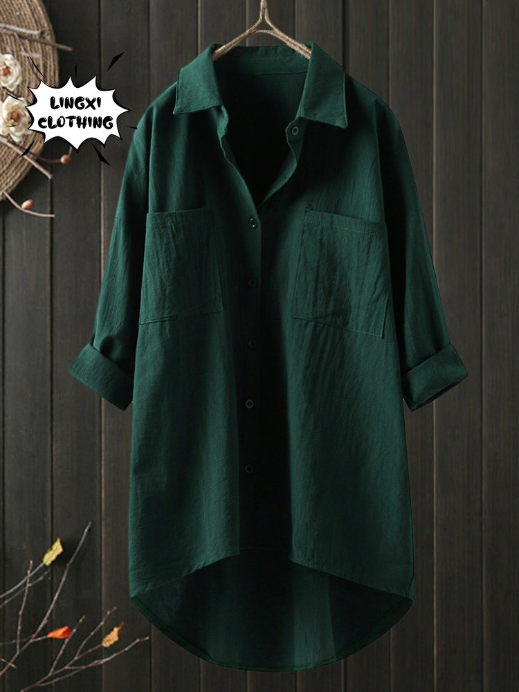 Chemisiers élégants et pour jeunes femmes, décontracté, en coton et lin, grande taille, simple boutonnage, Style de déplacement, chemise à manches longues