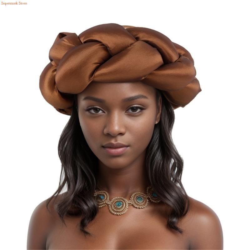 Q5WE – bandeau tressé africain, grand bandeau, casquettes Turban Nigeria, accessoire coiffure