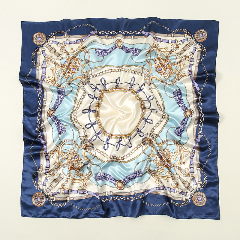 InjSatin-Foulard Carré Imprimé pour Femme, 90x90cm, Mouchoir de la raq, 256 Satin, Turban Floral Rond