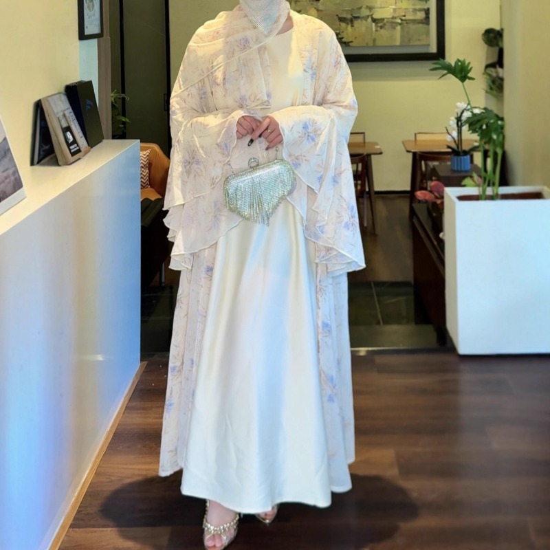 Robes de soirée 3 pièces ensemble pour femmes musulmanes Abaya avec écharpe longue Cardigan Robe robes ceintures dubaï Abayas Eid Ramadan Jalabiya