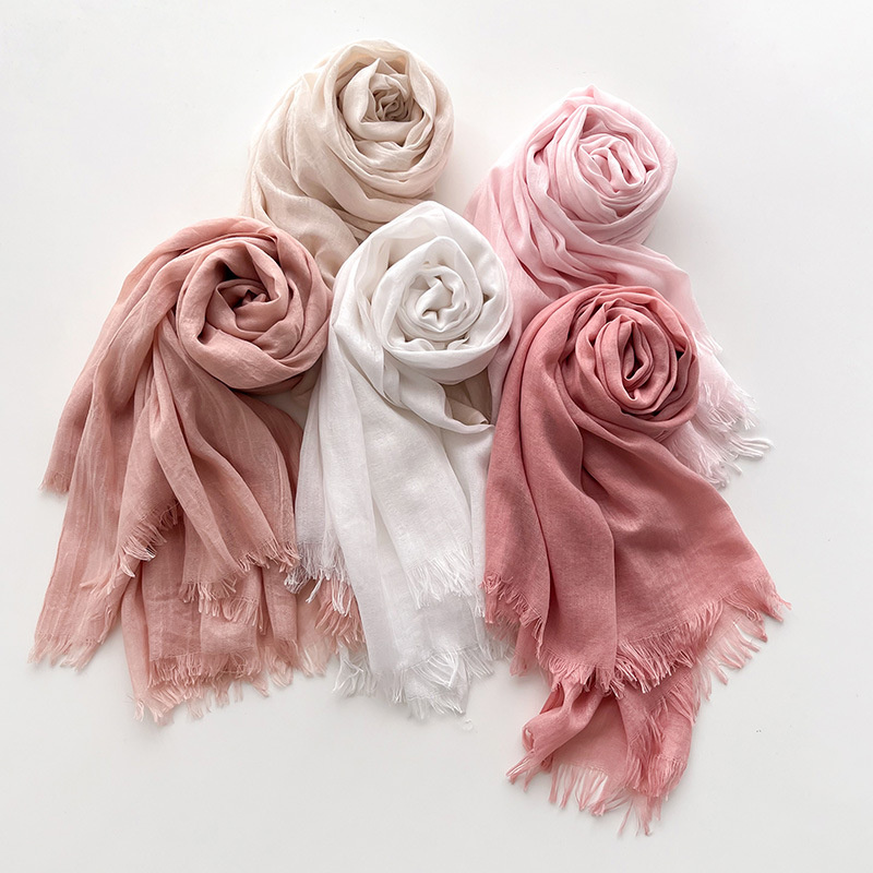 100*190 cm grande taille couleur unie femmes écharpe coton lin sentiment voyage crème solaire châle gland foulard musulman Hijab enveloppes