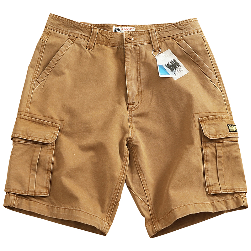 Short Cargo japonais pour hommes, vêtements de travail, en coton épais, multi-poches, utilitaire, Vintage, coupe ample, entrejambe de 5 pouces, été