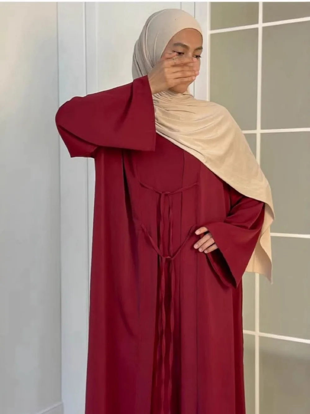 Eid femmes Robe musulmane Abaya Robe 2 pièces ensemble Satin robes Largos fête Caftan Jalabiya Ramadan dubaï caftan longue Robe 2025