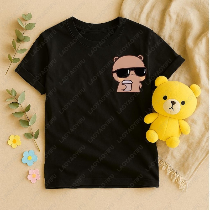 Bubu Dudu Bear chemise correspondant Couple tenue café amant unisexe adulte coton t-shirt mariage Couple saint valentin cadeau mignon décontracté hauts