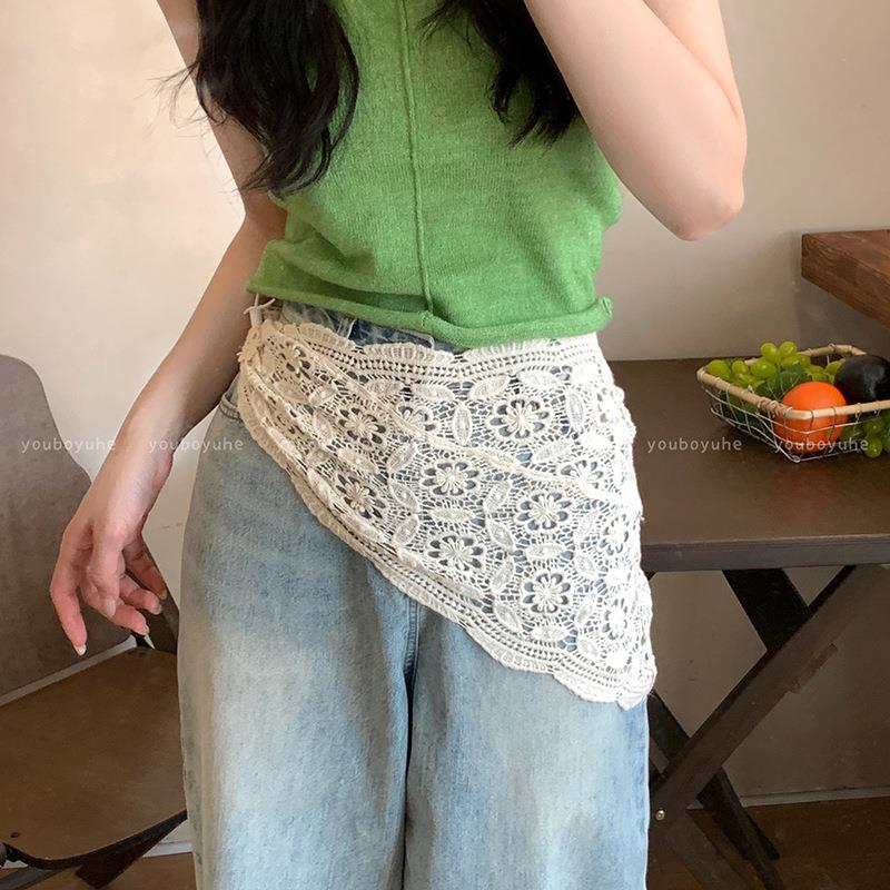 Rétro fait à la main Crochet creux écharpe femmes Triangle foulard été dentelle broderie foulard voyage littéraire Photo bandeau
