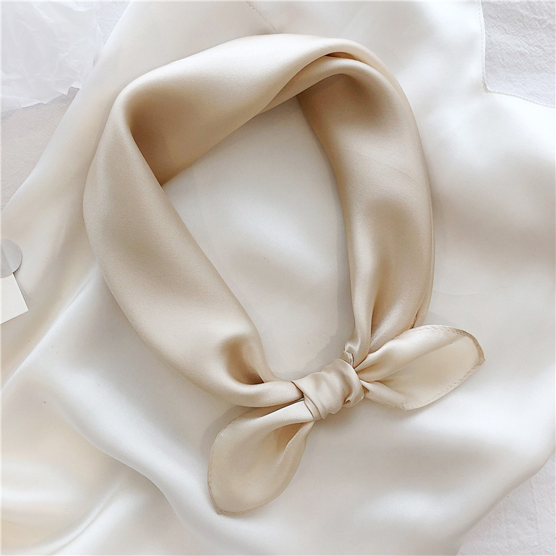 100% Foulard en soie Pure femmes cou bandeau de cheveux Foulard carré petit bandeau mode couleur unie Foulard foulards Bandana