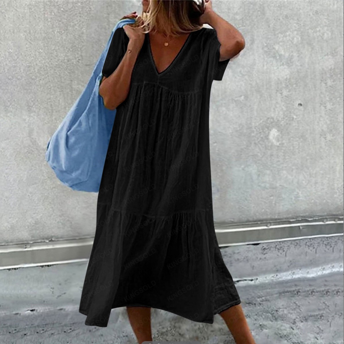 Jupe longue en coton et lin pour femmes, manches courtes, col rond, ample, couleur unie, mode Simple, robe rose de vacances, nouvelle collection 2025