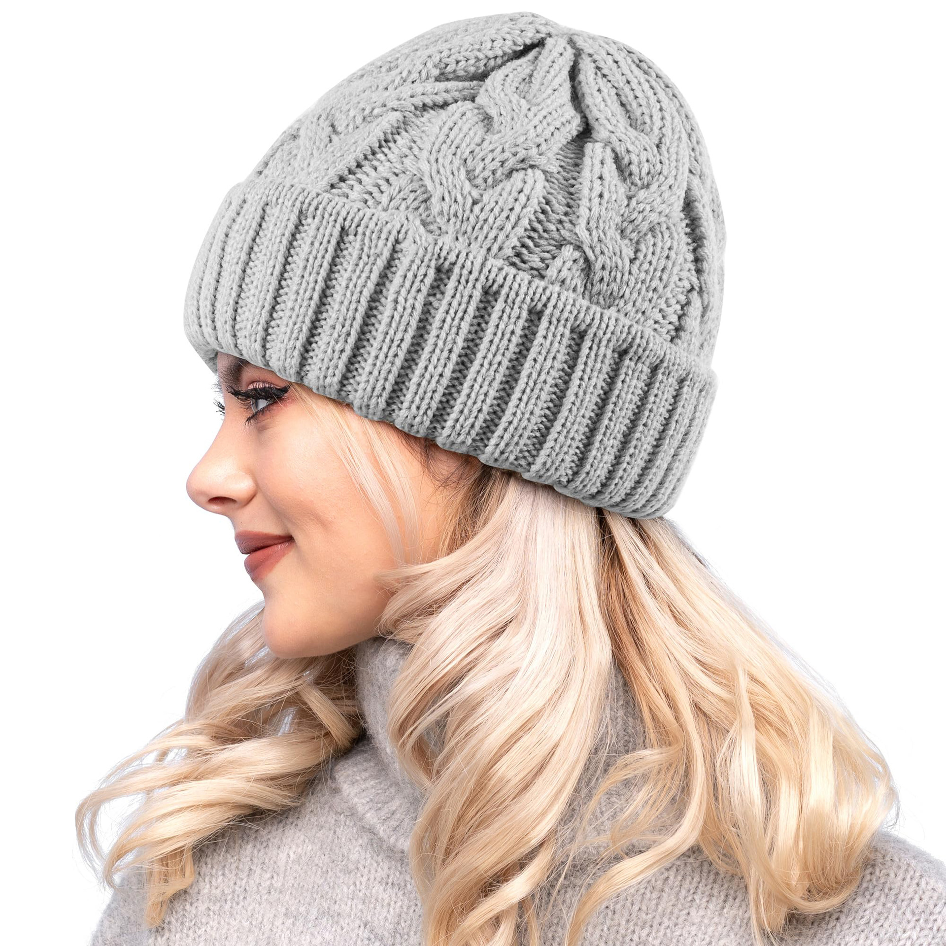 Chapeau chaud fait à la main pour Femme, Bonnet tricoté pour fille, épais et extensible, nouvelle collection automne hiver 2024