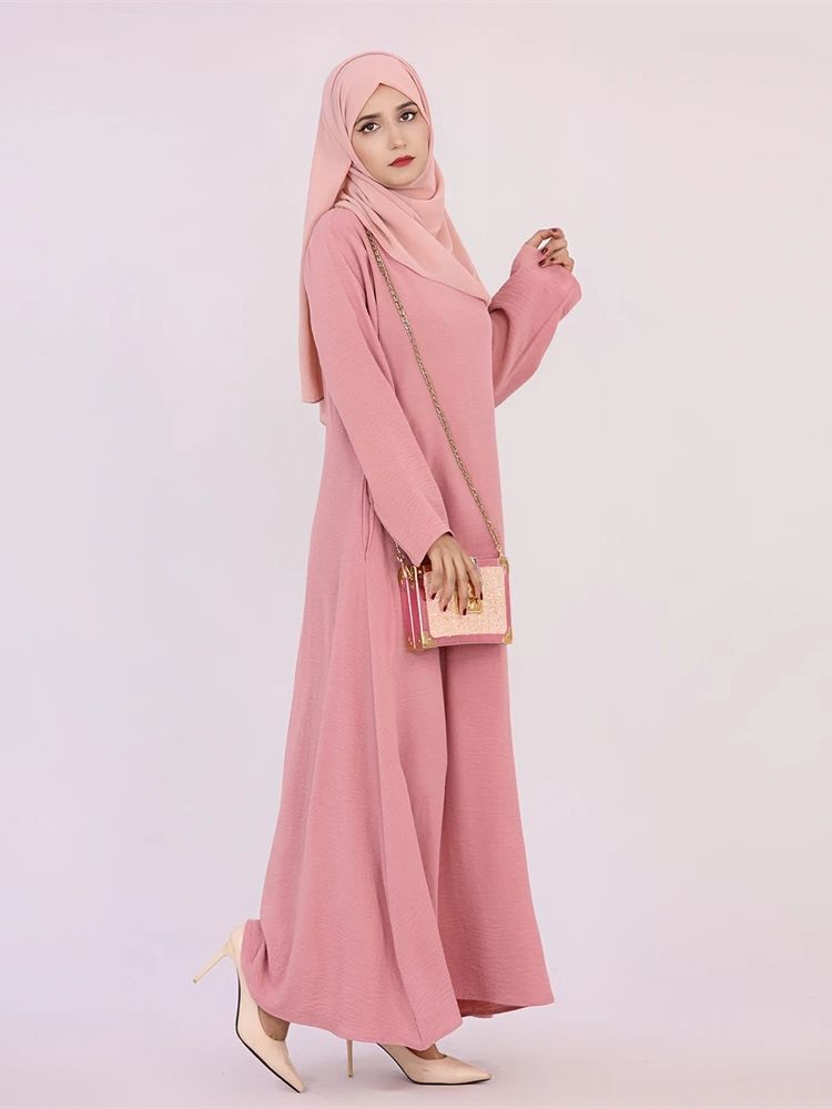 Robe de prière musulmane en lin pour femmes, Kebaya, Kebaya, Islam, Modeste, Monochromatique, Ramadan, Eid, Dubaï, Turquie, Kaftan