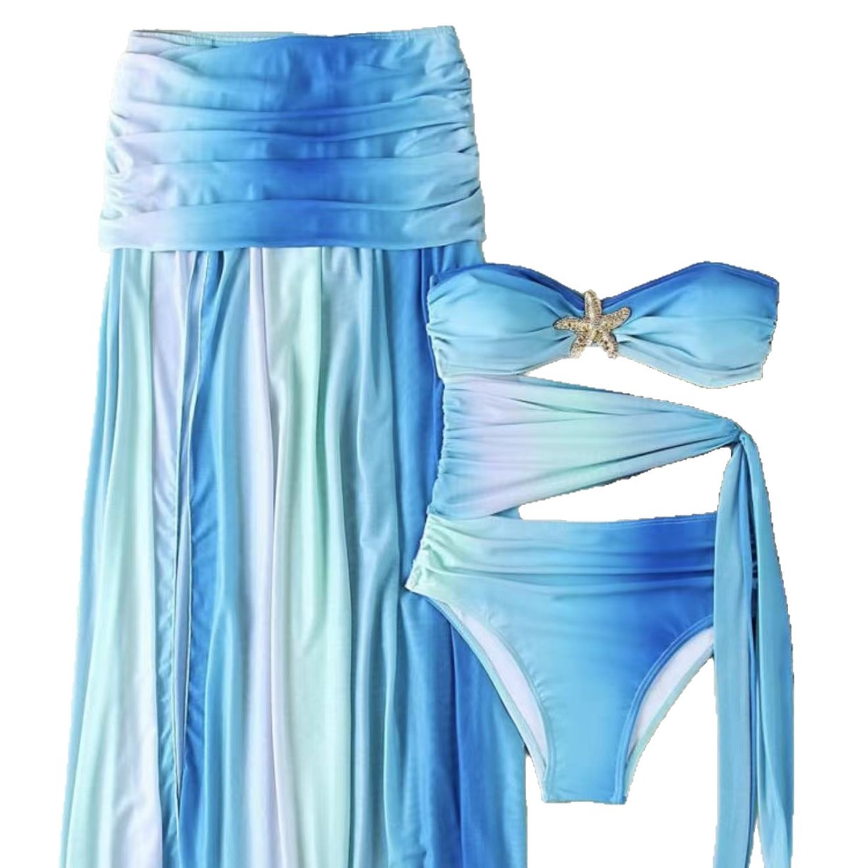 Robe en maille tricotée imprimée ajourée Cikini pour femme, maillot de bain de plage d'été pour femme