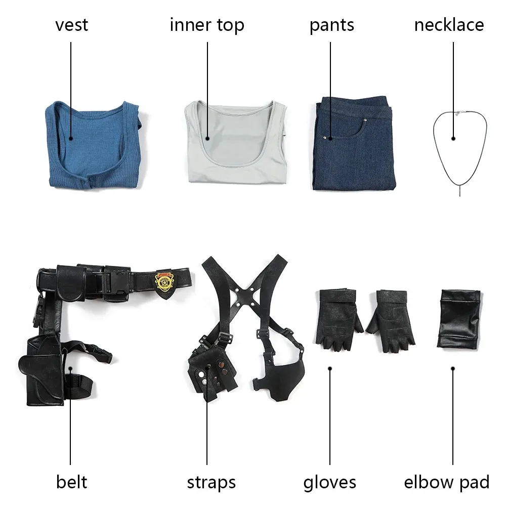 Evil 3 Remake Jill Valentine Cosplay Costume Sexy gilet pantalon complet Costume adulte femmes Halloween fête Cosplay carnaval tenues